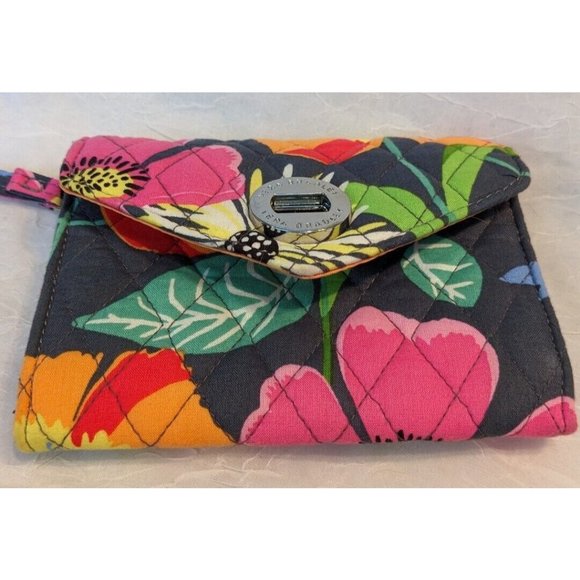 Vera Bradley Jazzy Blooms Wristlet Quilted Purse Wallet Turn Clasp Floral Boho - Picture 6 of 13